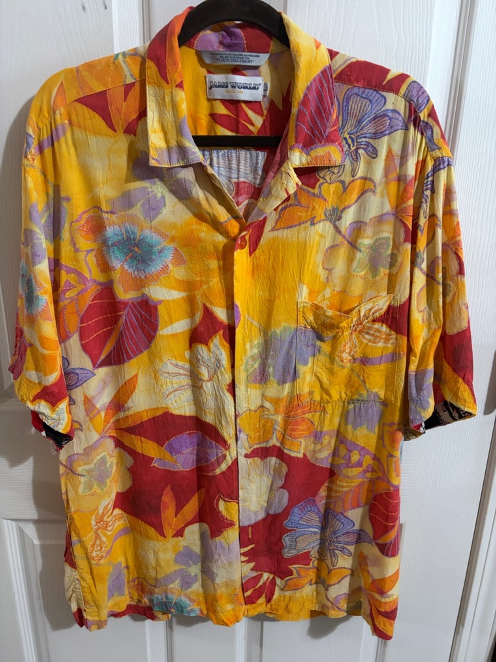 Jams World Yellow, Red & Lavender Tropical Print Shirt